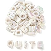 DanLingJewelry 90Pcs Random White Large Acrylic Letter Beads UV Plating Iridescent A-Z Alphabet Beads for Jewelry Making DIY Bracelets Key Chains