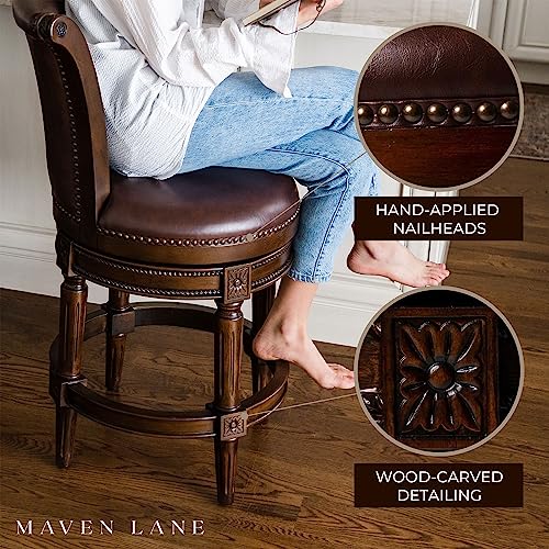 Maven Lane Pullman HighBack Kitchen Swivel Bar Stool, Dark Walnut, Bar