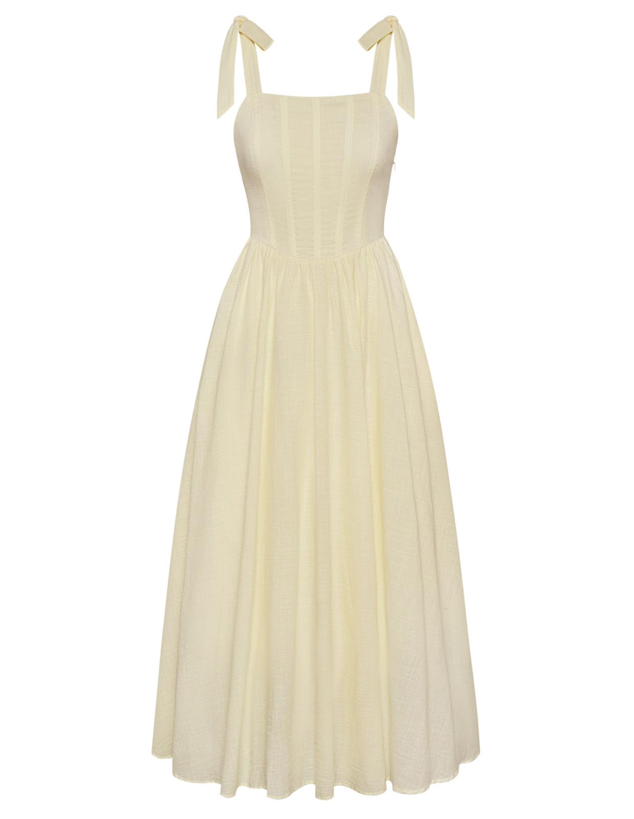 Photo 1 of Women Renaissance Sleeveless A Line Sundress Square Neck Flowy Dress Apricot M