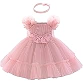 Dressy Daisy Baby Girls' Flower Girl Dress Tulle Ball Gown with Headband for Wedding, Party, Pageant or Special Occasions