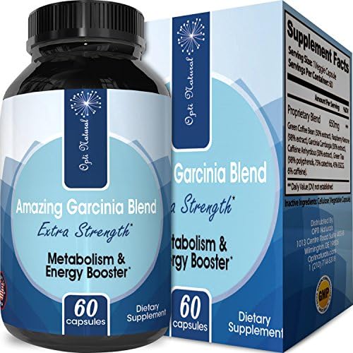 Best Garcinia Blend with Raspberry Ketones and Green Coffee Bean - Natural Weight Loss Supplement Diet Pills Fast Acting Fat Burner for Men &amp; Women Pure Green Tea Antioxidants - Opti Natural
