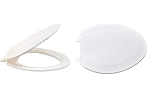 EZ-FLO White Plastic Toilet Seat with Lid, Elongated, 65903