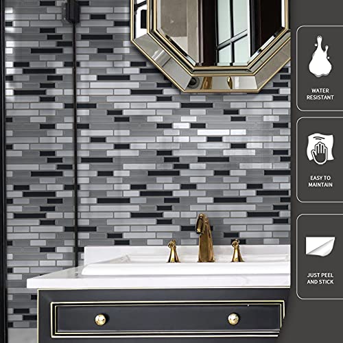 Art3d 12" x 12" Peel and Stick Tile Kitchen Backsplash Sticker Gray