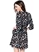 Allegra K Women's Button Down Floral Print V Neck 3/4 Sleeves Vintage Shirt Dress Large Dark Blue Long Sleeves