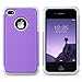 ULAK iPhone 4 Case, Heavy Duty Shockproof Durable Hybrid Dual Layer Rugged Protective Cases Cover with Hard Plastic and Soft Silicone for iPhone 4 4S (Purple +Grey)