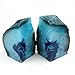 JIC Gem Teal Agate Bookends Heavy Duty Book Ends for Shelves Geode Book Ends with Rubber Bumpers for Office Décor and Home Decoration(1 Pair, 2-3 LBS)