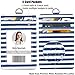 ID Badge Holder with Lanyard, Vertical PU Leather ID Badge Card Holder with 1 Clear ID Window, 4 Credit Card Slots and a Detachable Neck Lanyard (Stripe)
