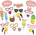 Elfun(TM) Aloha Flamingo Hawaii Summer Party Wedding Birthday Party Photo Booth Props Kit on Sticks by Elfun