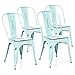 Best Choice Products Set of 4 Stackable Industrial Distressed Metal Bistro Dining Side Chairs for Home, Dining Room, Café - Blue