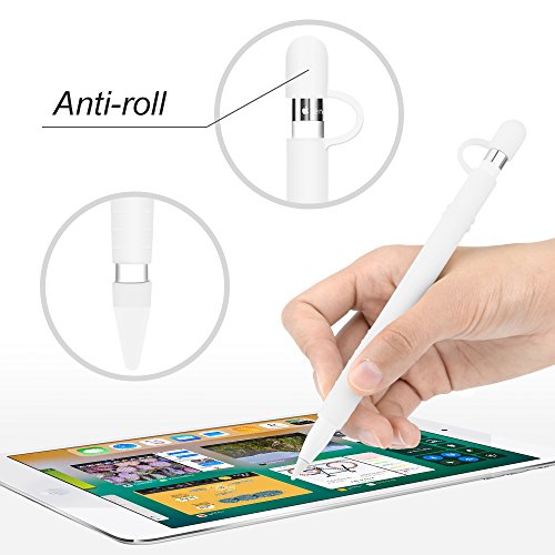 Silicone Case for Apple Pencil Holder Sleeve Skin Pocket Cover Accessories for iPad Pro, Glow in The Dark, Soft Silicone Grip Pouch with Charging Cap Holder and 2 Protective Nib Covers(Glow Blue)