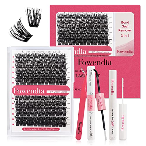 Photo 1 of Fowendia Lash Extension Kit Lash Clusters DIY Eyelash Extension Kit with 10-16mm Individual Lashes D Curl Lash Bond & Seal and Remover Lash Applicator for Eyelash Extensions Beginners(F04,Kit)