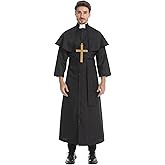 LMYOVE Mens Priest Costume Adult pastor for Cosplay Stage Performance Church Clergy Costume
