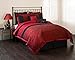 Unique Home Queen Burgundy Black Comforter Set, 7 Piece, Laticia Leaf