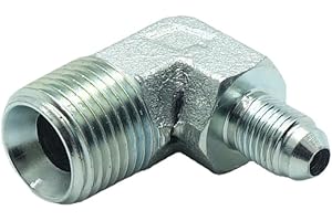 CDQBWKJGFJ 2 Pcs 1/4" Male JIC (7/16"-20Tpi) x 1/2" Male NPT Hydraulic Fitting 37° Flare to 90° Elbow Pipe Adapter
