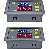2Pcs Timer Delay Relay Programmable Cycle Timer Switch ON-Off Control LED Digital Display Time Relay Module (AC110V~220V/10A) Gray