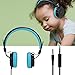 Kids Headphones with Microphone On-Ear Headset Made for iPhone, iPod, iPad, Samsung, HTC, LG and More (NT-H3 Teal Black)