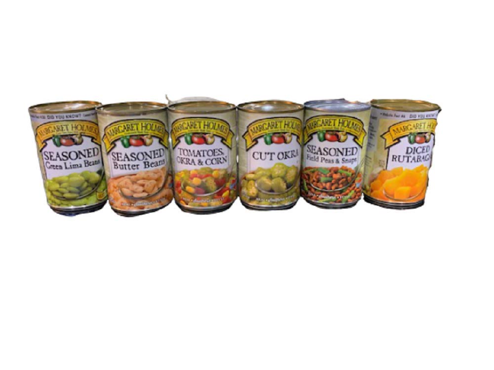 Margaret Holmes 6 Can Variety Pack Lima Beans, Corn, Okra, Peas, Tomatoes & Rutabagas