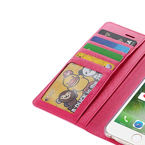 Hot Pink Wallet Case for iPhone 8,Bookstyle PU Leather Flip Cover for iPhone 7,Herzzer Noble Luxury Premium Magnetic Holster Card Holder Folding Stand Leather Protective Case with Soft Inner TPU - Thumbnail 5