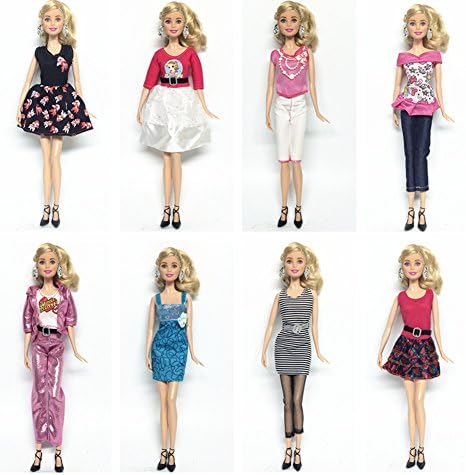 Toy Doll Cloth Set Handmade Casual Style Bobbi Doll Clothes Set Elegant Dress for 11" Barbie/Pullip Doll/Jenny Doll for Girls' Birthday Gift, 5 PCS