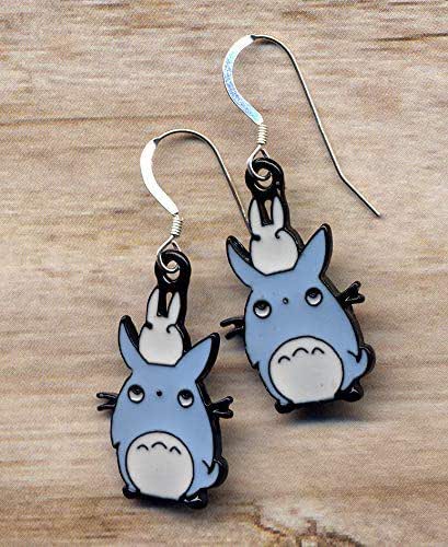 Totoro Earrings, Enamel Ghibli Earrings 