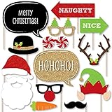 Big Dot of Happiness Christmas Party - Photo Booth Props Kit - 20 Count