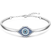Fenthring Evil Eye Bracelet for Women Evil Eye Bangles Bracelets Sterling Silver 925 Blue Eyes Lucky Protection Spiritual Turkish Third Eyes Gifts