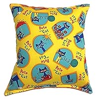 Dj_siphraya Pete The Cat Pillow Story Book Cat Handcraft in USA Yellow- Orange Color Made of Cotton/Flannel and Stuffed with 100% Hypo-Allergenic Premium Polyester Fiber-Filled Size: 10" X 11"