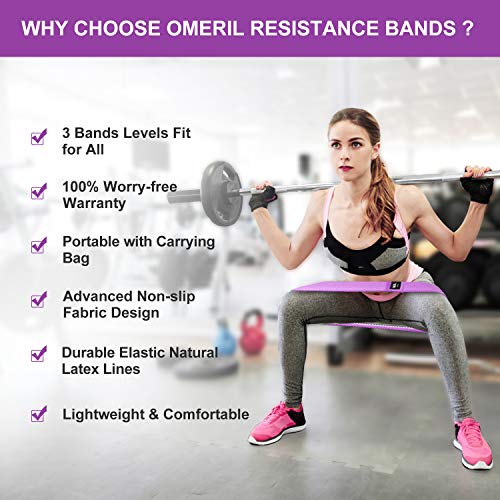 OMERIL Resistance Bands, 3 Packs Fabric Workout Bands with 3 Resistance