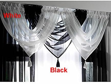 Voile Curtain Swag Tassled Swags Sheer Curtain Swags Black