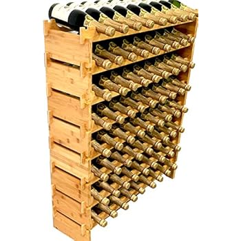 DECOMIL - 72 Bottle Stackable Modular Wine Rack Wine Storage Rack Solid Bamboo Wine Holder Display Shelves, Wobble-Free (Eight-Tier, 72 Bottle Capacity)