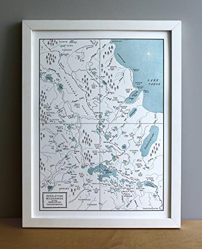Desolation Wilderness South Lake Tahoe Letterpress Map Unframed Print
