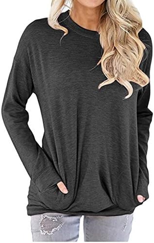 Womens Tunics Blouses Tops Casual Long Sleeve Round Neck Loose Tshirt