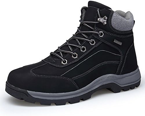 Zenobia Snow Boots for Men Waterproof Leather Fashion Comfortable Outdoor Mens Trekking Hiking Shoes (8058-1black45)