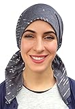 Pre Tied Fitted Bandana Head Scarf, Chemo Scarf (Grey Sequin Embellished)