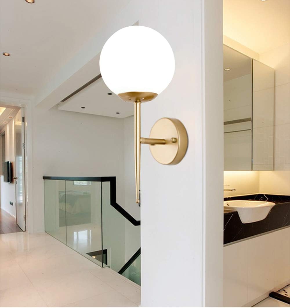BOKT Mid Centry Bedroom Sconces Modern Wall Lighting Golden Wall Sconce Lighting Fixtures, E26 Based (White Shade, 1 Pack) - - 