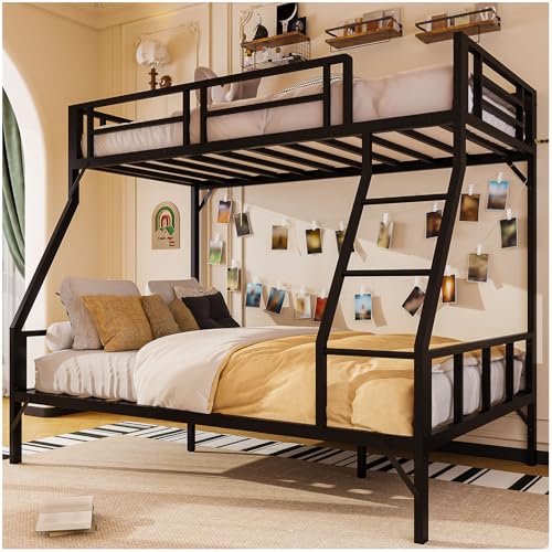 SIMPLE ESPACIO Literas Individuales y Matrimonial, Barandilla, Negro | 142x183x195CM, lamas metal, barandilla 30CM, escalera. Literas matrimonial e individual, litera individual, cama litera.