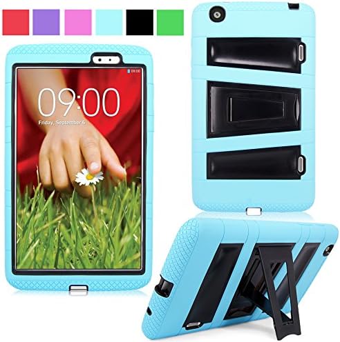 Cellularvilla Kickstand Case for LG G Pad 8.3" Inch Baby Blue Black Hybrid Armor Hard Soft Kickstand Case Cover Protector with Stand