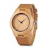 BOBO BIRD Men's Bamboo Wooden Watch with Brown Cowhide Leather Strap Analog Quartz Casual Watches