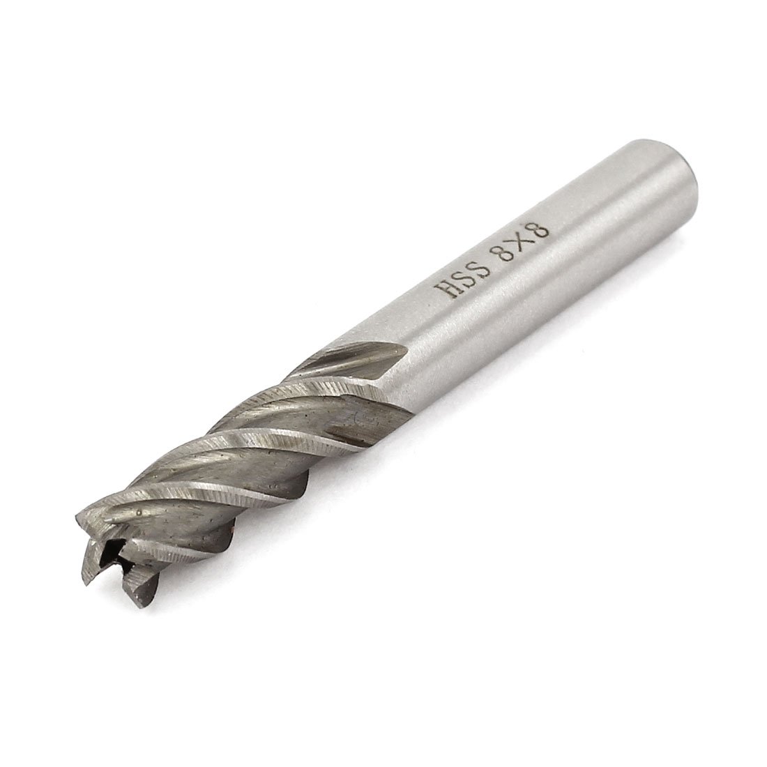 sourcingmap 8mmx8mmx38mmx64mm Machining Cutting Tool Helical Groove 4 Flute Straight Shank Milling Cutter End Mill