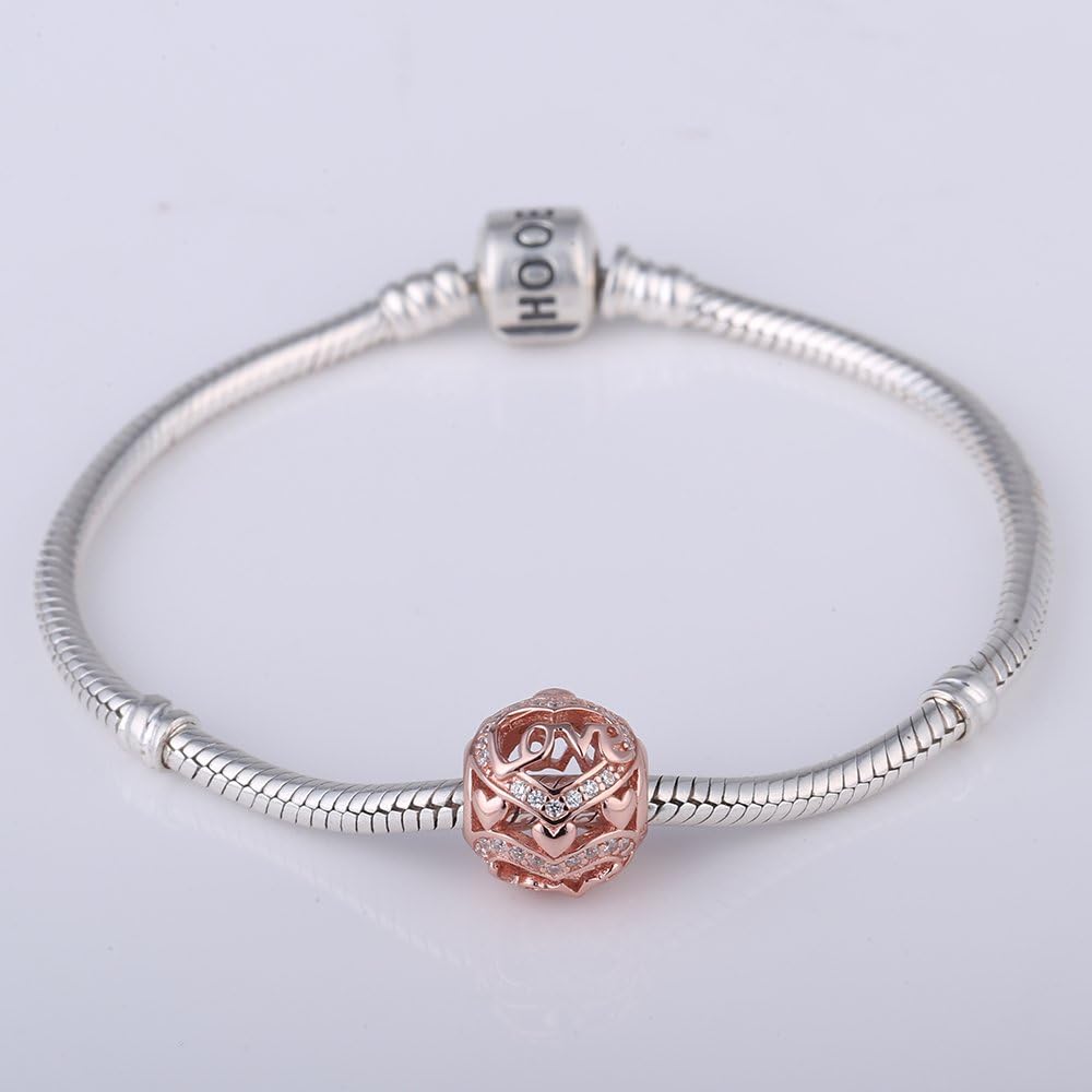 Love Rose Gold Heart Charms 925 