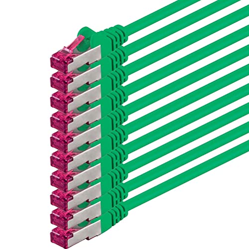 1aTTack.de Cat6a CAT6 10x 3.0m LAN Network Cable SFTP PIMF 10Gb/s - green