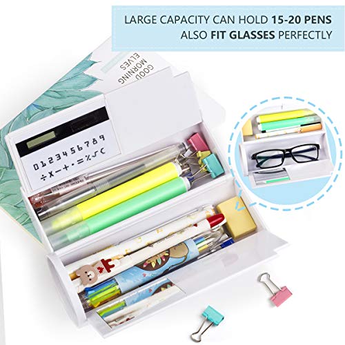 Multifuction Pencil Case for Boys Girls PYFK Pencil Box with Calculator Mirror and Whiteboard Pencil Holder for School Office Supplies Cute with Perfect Size and Easy Access(Sky)