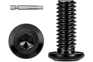 KVOHLUM 50 PCS M5 x 20mm Flat Head Socket Cap Screws Bolts, Flat Round Head Furniture Allen Bolts, Stainless Steel 304, Black Coating, Screwdriver Bit Included