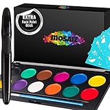 Face Paint Set Water Activated Professional Body Paint Kits Children face Painting Parties 12 Vibrant Colors Palette Brush Kit Non-Toxic Kids Safe - Hard Case For Gift & Protect From Exposure Drying