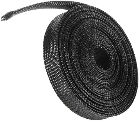 ExcLent 6m 8mm/10mm/12mm/15mm/20mm Wire Cable Sheathing Expandable Sleeving Braided Loom Tubing Black - 10mm