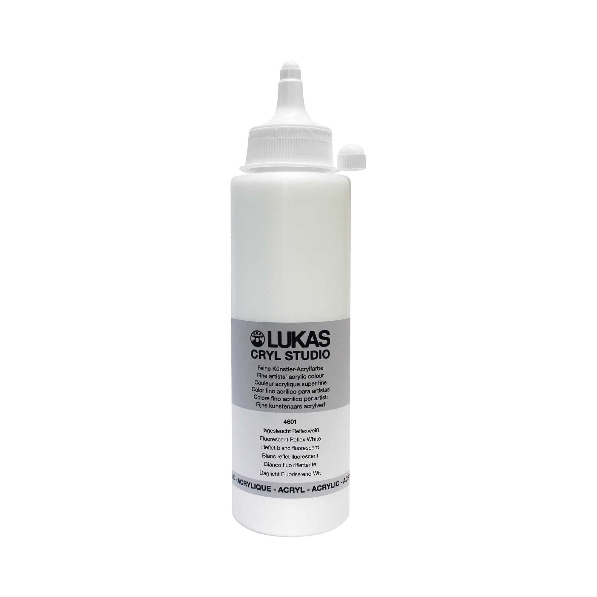 Photo 1 of LUKAS CRYL Studio Artists Paint High Pigment Concentration Paint - 250 ml Bottle - Fluorescent Reflex White