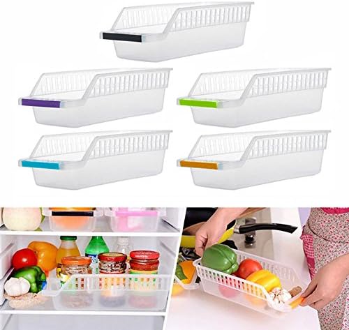 Expxon Kitchen Storage,Kitchen Refrigerator Space Saver Organizer Slide Shelf Rack Rack Holder Storage Egg Basket Fruit Storage Fridge Storage Box