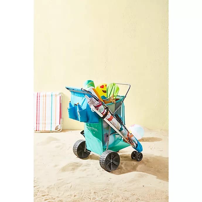 Deluxe Caddy Beach Cart in Teal Color with Oversized Wheels for Sand