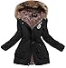Aro Lora Women's Winter Warm Faux Fur Hooded Cotton-Padded Coat Parka Long Jacket US 8 Black