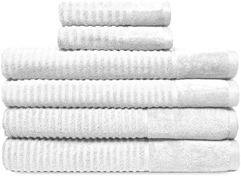 Aviator 650GSM Premium Towel Set 6-Piece 2 Bath 2 Hand Towels and 2 Washcloth 100% Cotton Hotel &amp; Spa Quality Super Soft, and Highly Absorbent Machine Washable Bathroom Towels By Luxomere (White)